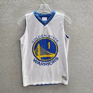 Golden State Warriors Boys‎ Jersey Large Blue Reversible Logo Graphic Youth